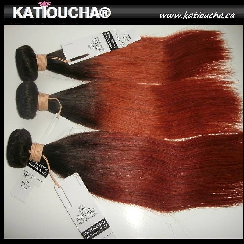 100 Brazilian Human Remy Hair Extensions 8a Weft Weave Bundle Ombre 1b Copper Red 350 Straight 100g Katioucha