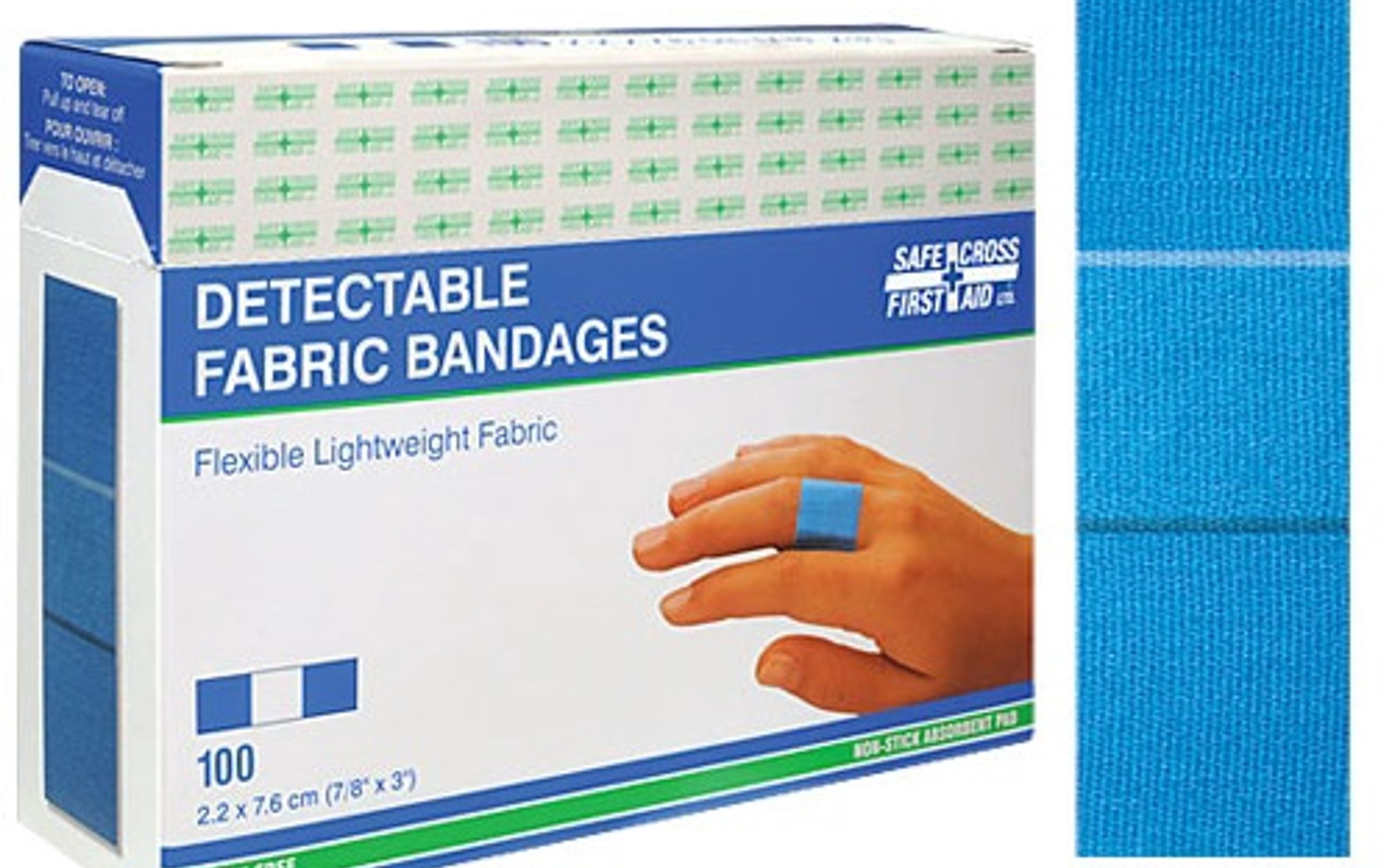 Metal Detectable Fabric Bandages. 7/8