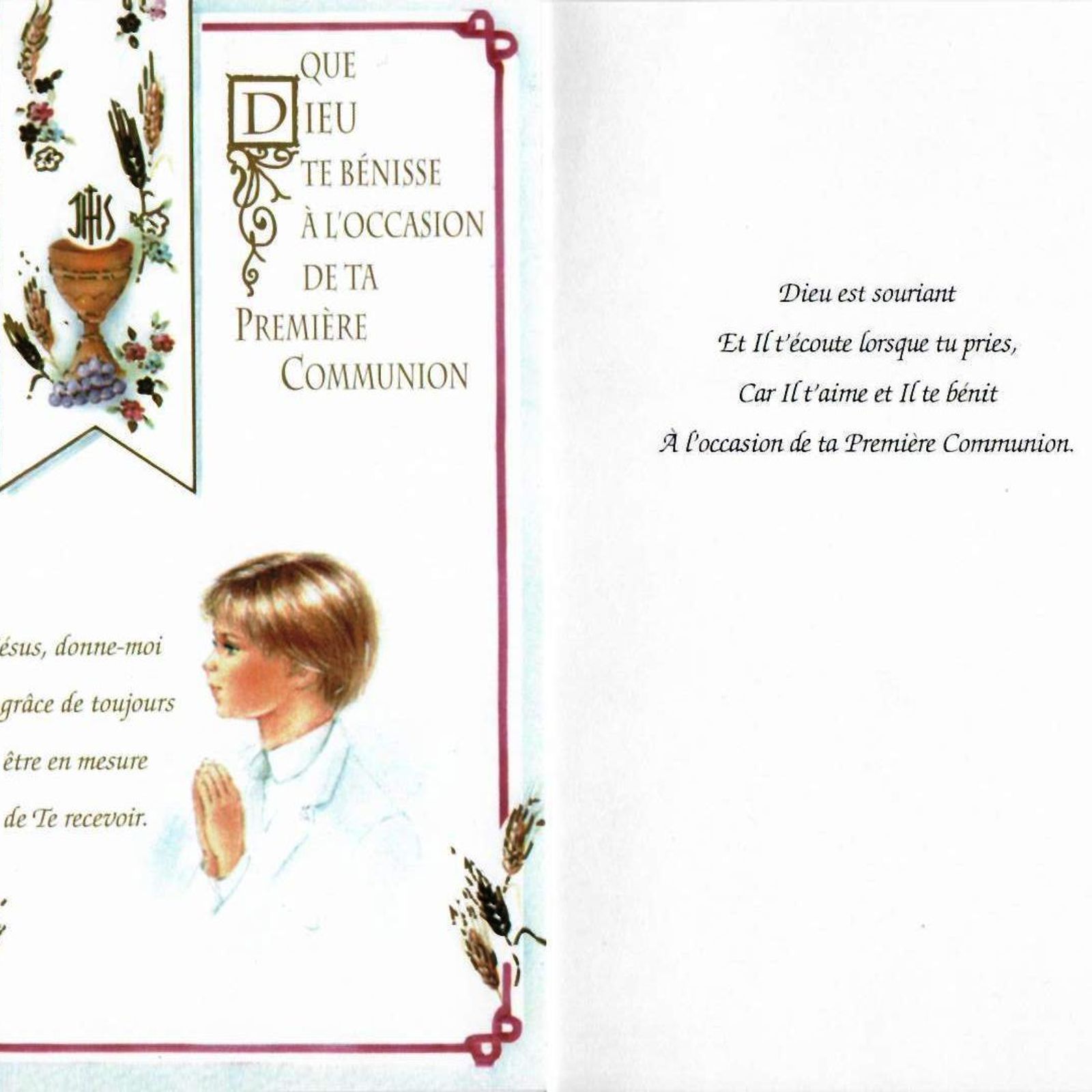 Carte De Souhaits Religieuse Pour Communion