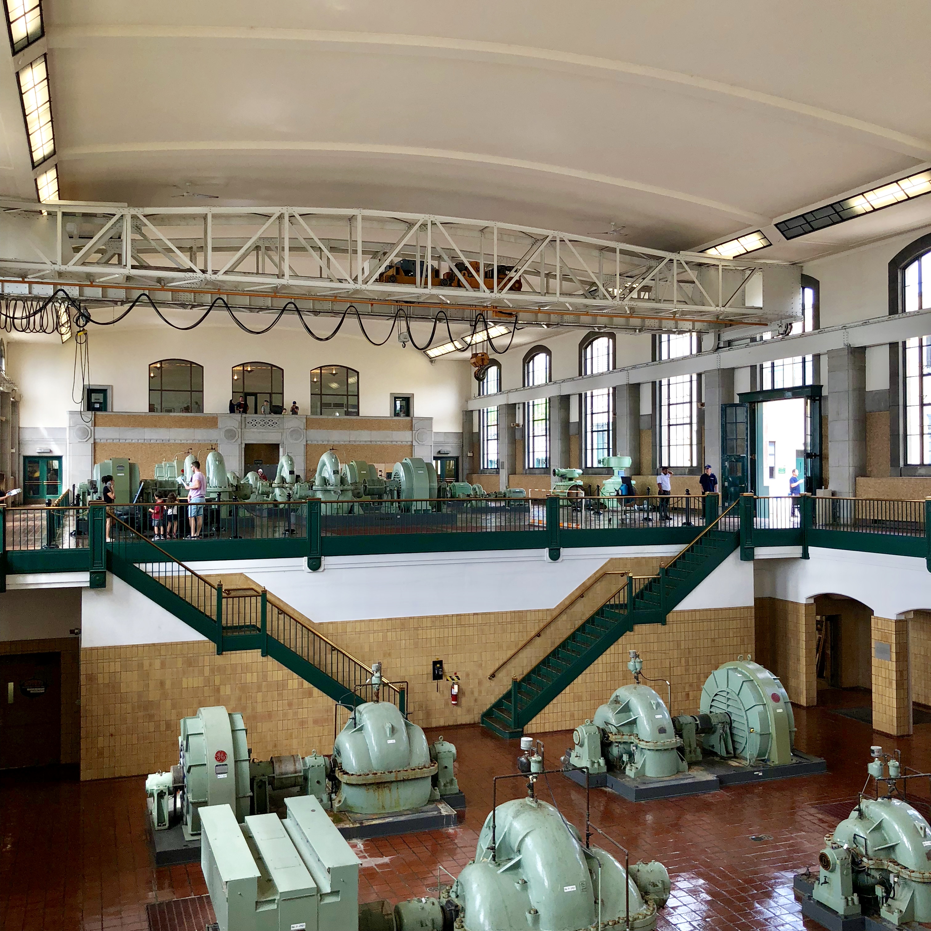 Interior view of the main pumping room of the H.C. Harris water treatment plant of Toronto