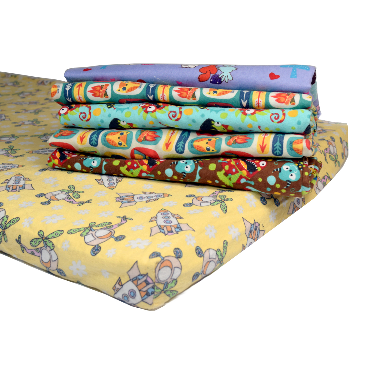 Langes Bébé FENSILO - Lot De 5 - 80x80cm Coton - Motifs éléphant/ours - Multifonction