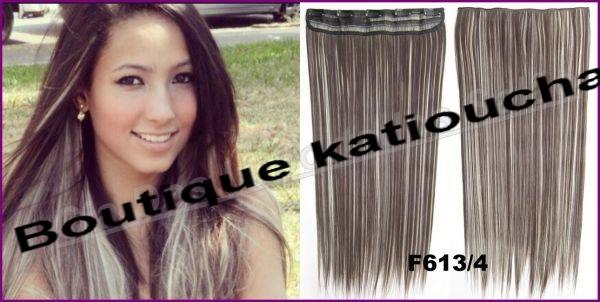 Clip In Hair Extension Straight Hair 24 Dark Brown With Blonde Highlights 613 4