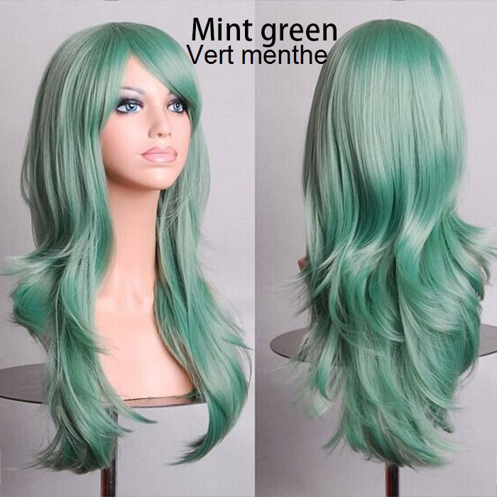 Full Wig Black Mint Green Auburn Light Auburn Style Pw002