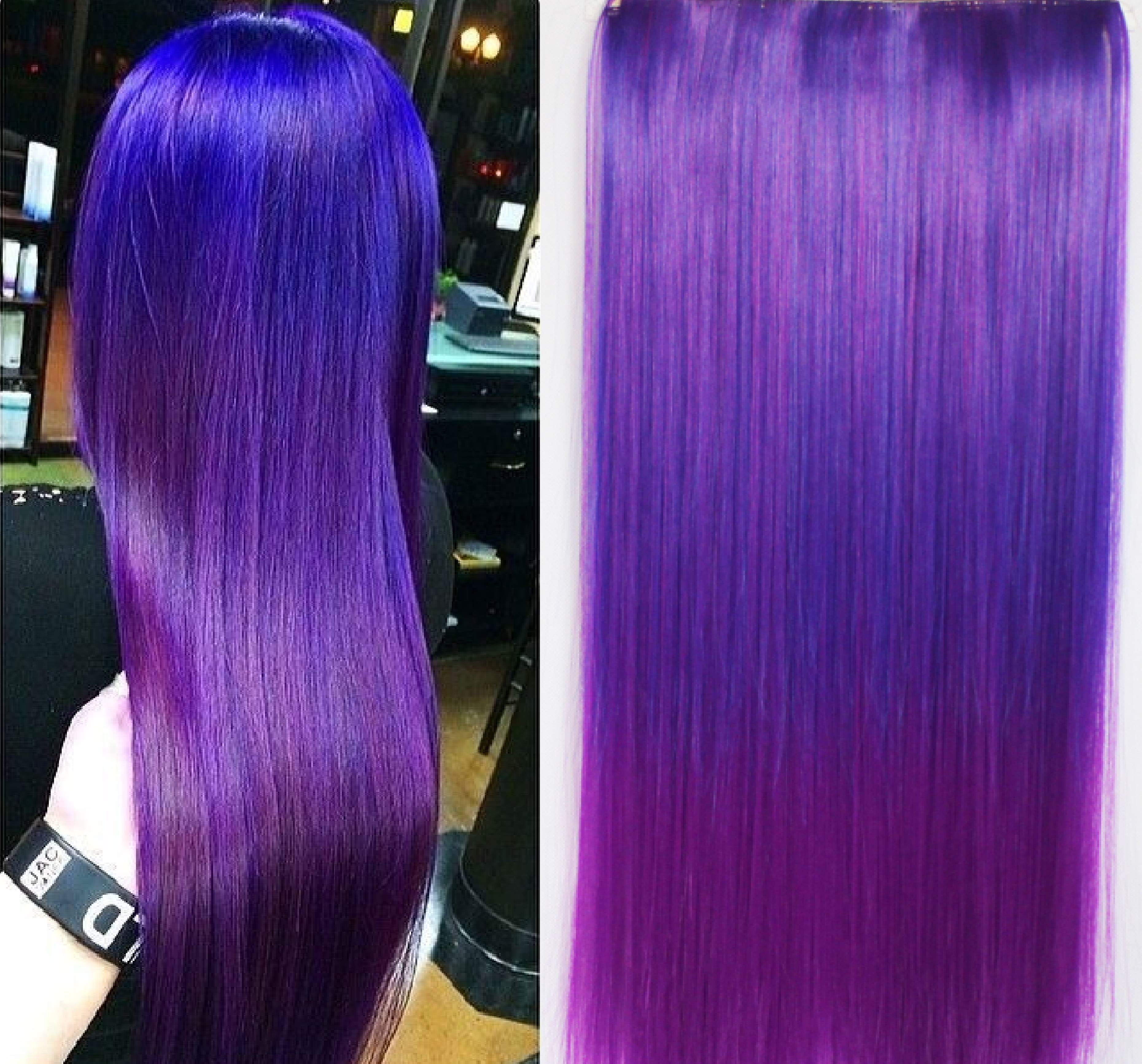 Clip In Hair Extension Straight Hair 60 Cm 24 120g Color Blue Pu