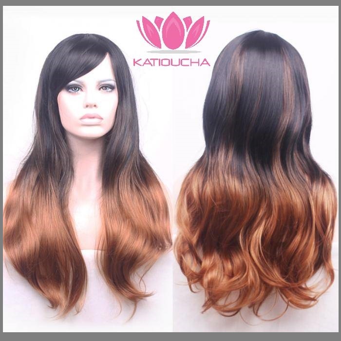 Black Brown Ombre Long Hair Full Wig 68 Cm Code 38958