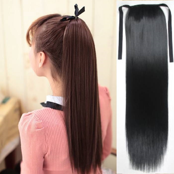 Ponytail Hair Extension Straight Hair 60 Cm 24 Color Dark Brow