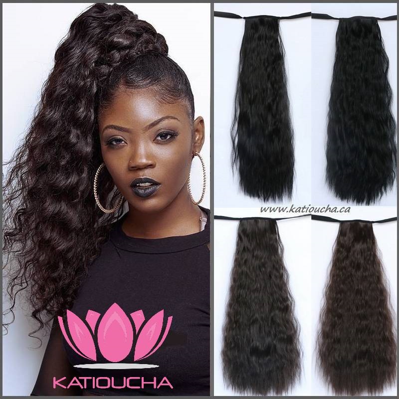 Ponytail Hair Extension Kinky Curly Hair 56 Cm 22 Black Dark B