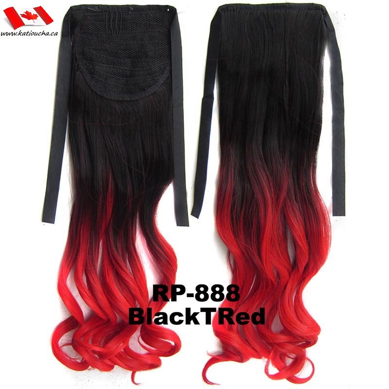 Black Red Ombre Ponytail Hair Extension 55 Cm 80g