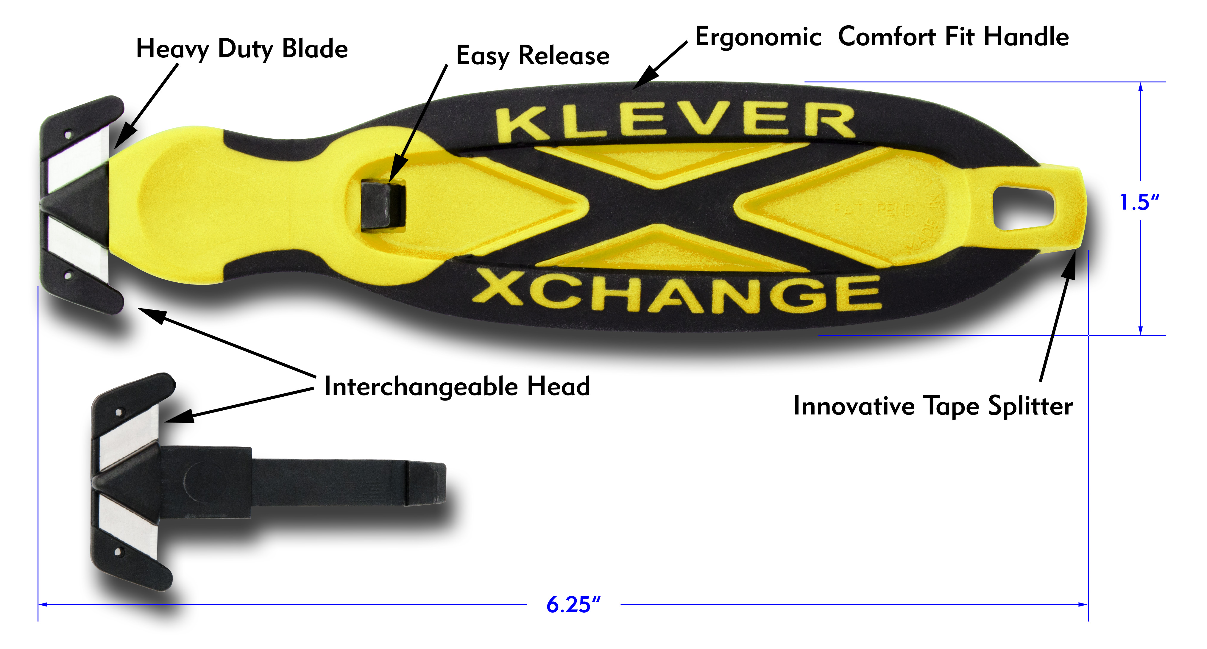 thumbnail image 2 of Klever X-Change KCJ-XC-Y-PT Safety Cutter - Fixed Recessed Blade, Open Box 2 of 5
